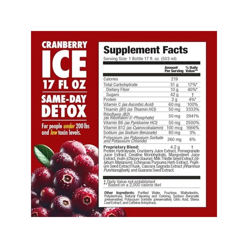 Rescue Detox Ice Sabor Arándano 17oz Limpieza Rápida