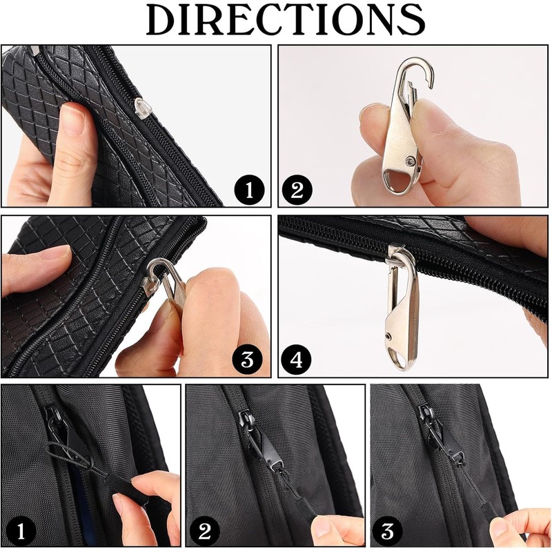 10pcs Zip Puller with Pull Rope， Fix Zip Puller Slider