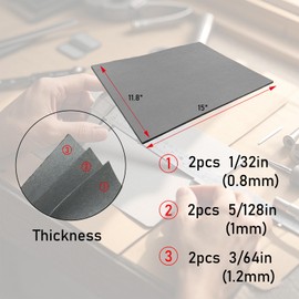HTJZWG Non-Asbestos Gasket Material Kit - 6 Sheets 15"x11.8" Oil & Heat Resistant (550°F) for Small Engine Repair, Lawn Mower, Motorcycle & Generac - 1/32"(0.8mm),1/25"(1mm),3/64"(1.2mm) Thickness