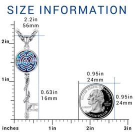 Hecate Key Necklace for Women Men Hekate Wheel Pendant Sterling Silver 925 Wiccan Pagan Necklace Wheel of Hekate Key Necklaces Witchcraft Wicca Jewelry Gifts for Her Him Mom Father Abalone Shell