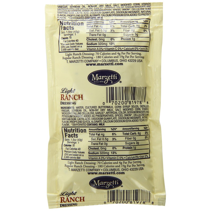 Marzetti Ranch Dressing, Light, 1.5 Ounce (Pack of 60)