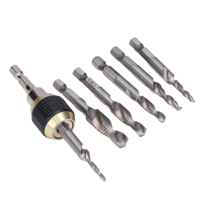 7Pcs/Set Spiral Combination Tap High Speed Steel 1/4in Hex Shank