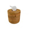 Handmade Cylinder Facial Tissue Box Holder, Woven Napkin Dispenser with