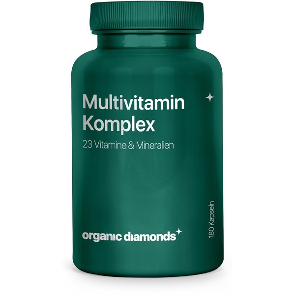 ORGANIC DIAMONDS® Multivitamin Capsules - 180 Premium Multivitamin Capsules for Immune System, Metabolism and Nervous System - Vitamins & Minerals Capsules Made in Austria
