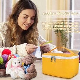 Coopay Crochet Set for Beginners Adults, 58-Piece Crochet Hook Set Including TPR Handle Crochet Hooks, Lace Crochet Hook, Wool and Crochet Accessories, Complete Crochet Hook Set with Bag, Yellow
