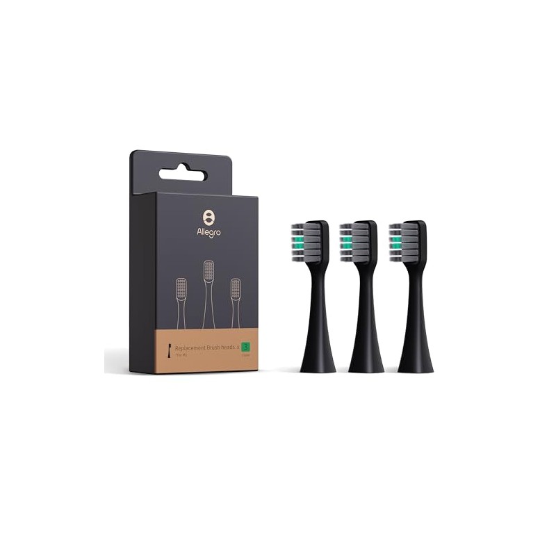 Allegro M1 Electric Toothbrush Replacement Heads (Gunmetal Grey-Medium),3 Pack
