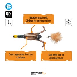 Savage Gear 3Dアヒル釣り餌 4 1/4オンス 大人用マガモ リアルな輪郭 色と動き 耐久性のあるABS構造 万能な仕掛けオプション デュアルスマッシュテール デュアルトレブルフック構成