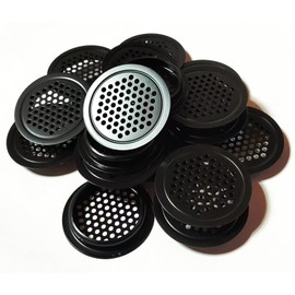 NIDETION Black Soffit Vents 53mm / 2.08” Stainless Steel Circular Round Mesh Hole Air Vents for Kitchen Bathroom Cabinet Wardrobe (Flat, 20Pcs)