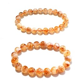 Citrine Bracelets for Women Men:8MM & 10MM | Natural Solar Plexus Chakra Crystal and Gemstones for Bringing Wealth Motivation Self-confidence | Spritual Stretch Jewelry for Couple
