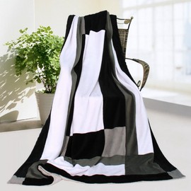 Onitiva - [White Night Soft Coral Fleece Patchwork Throw Blanket (59 by 78.7 inches)