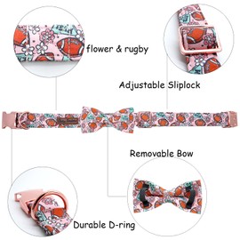 Dog Collar - Rugby with Flower Dog Collar Bows for Dogs Bowtie Pet Collar Adjustable Dog Collar Girl Boy Dog Collar for Large Dogs