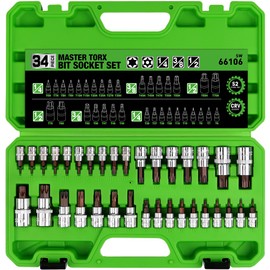SWANLAKE 34PCS Master TORX Bit Socket Set, Premium S2 Alloy Steel, Solid Star & Tamper Proof T6 ~ T70