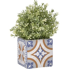 Esschert Design Portuguese Tiles Concrete Flower Pot Small 11.3 x 11.3 x 10.9 cm Square Flower Pot Planter