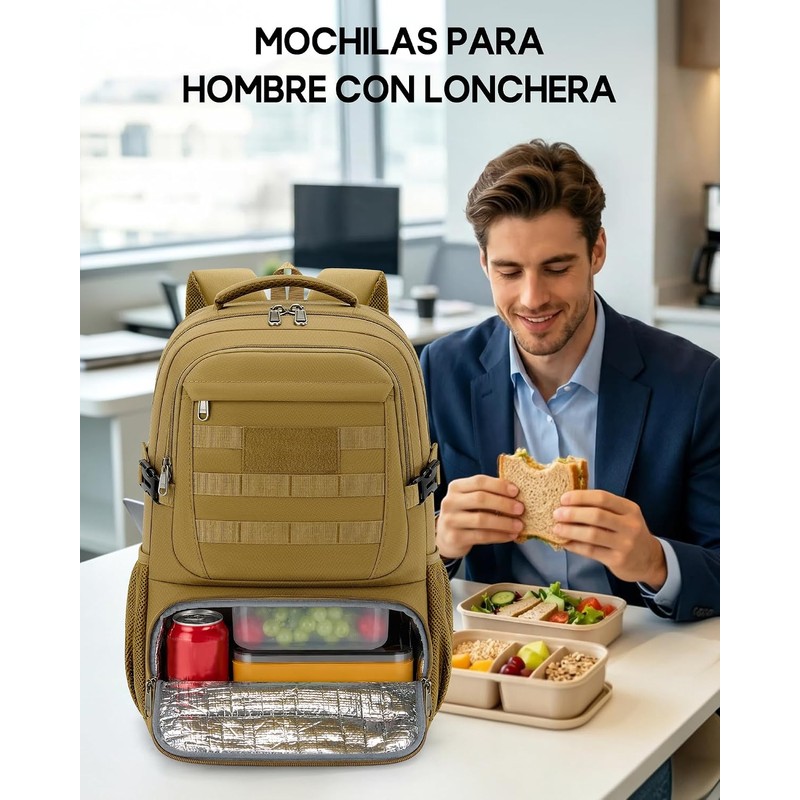RAINSMORE Mochilas para Hombre con Lonchera Mochila para Laptop 16