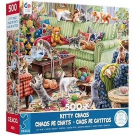 Ceaco - Paws Gone Wild - Kitty Chaos - Rompecabezas de 500 Piezas                                                                                     