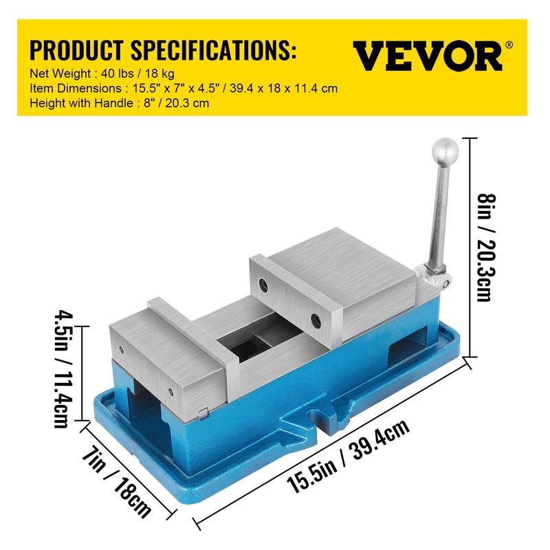 VEVOR 5" Super-Lock Vise For NC/CNC Machines Bench Clamp Vise