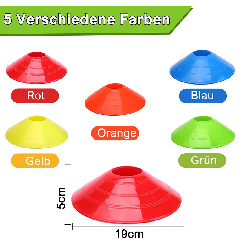Pack of 25 Marker Cones, Football Cones with Locking Strap