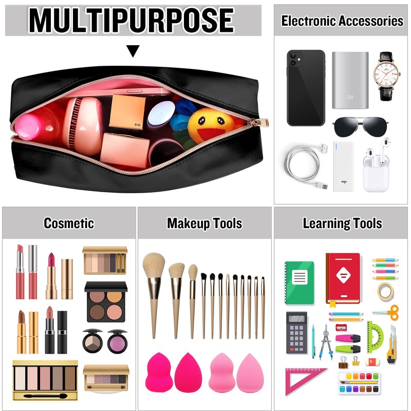 izuzta Bolsa de maquillaje Preppy Patch, bolsas de maquillaje transparentes