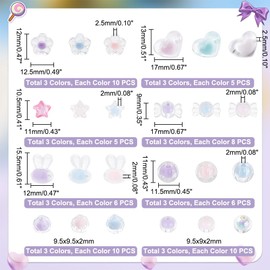 PH PandaHall 195pcs Acrylic Spacer Beads 8 Styles Bead-in-Bead Spacer Beads 3 Colors Lampwork Loose Beads Transparent Craft Beads for Hair Braids Lanyard Wrist Strap Necklace Jewelry Making, 2mm Hole