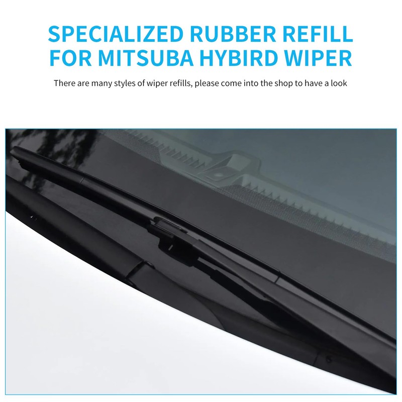 Wiper Blade Refill, 24''+19'' Windshield Wiper Refills 10 mm Fit