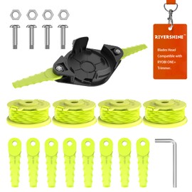 Rivershine ACFHRL2 Weed Wacker Head Replacement with 10 Plastics Blades Compatible with Ryobi 18V and 24V Trimmers (1+ 1+ 10+ 4+ 4)