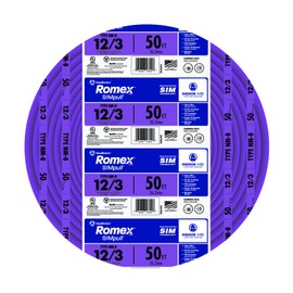 Southwire Romex SIMpull Residential Wire, 12 Gauge, 3 Conductor, 50 Ft, /G NM-B Cable, Purple, 63947822