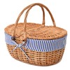 Wicker Picnic Basket with Lid and Handle Sturdy Woven Body
