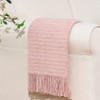BATTILO HOME Pink Knitted Throw Blanket Textured Solid Sofa Couch