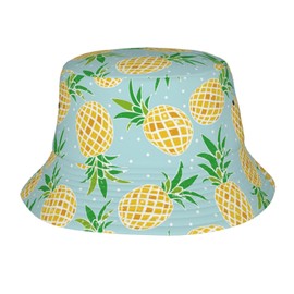 Summer Pineapple Blue Tropical Gold Bucket Hats Fashion Sun Cap Packable Outdoor Fisherman Hat for Women and Men