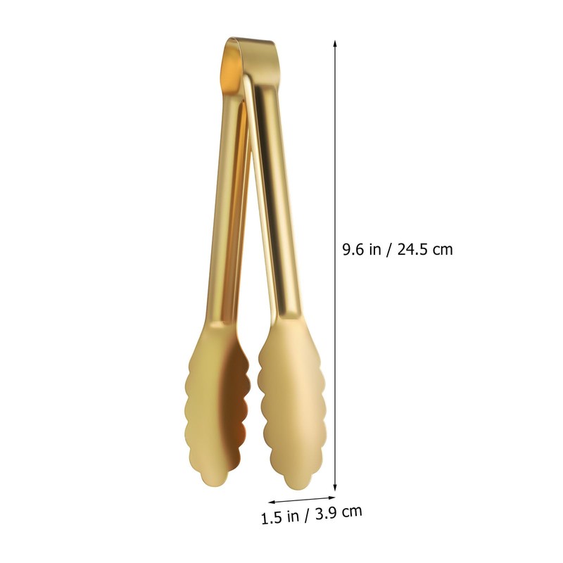 Luxshiny 4pcs Golden Stainless Steel Serving Tongs for Cooking, BBQ,