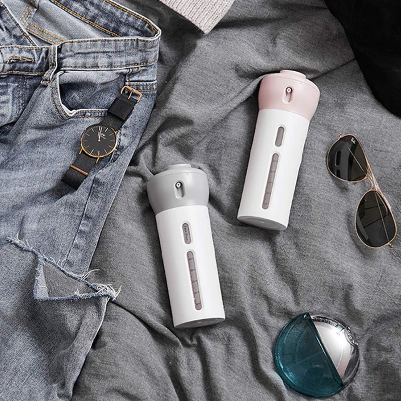 Portable Shampoo Gel Dispenser 4 in 1 Leakproof Rotatable Bottles