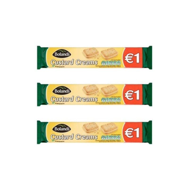 Bolands Custard Creams, 3 bag pack, 125g per pack