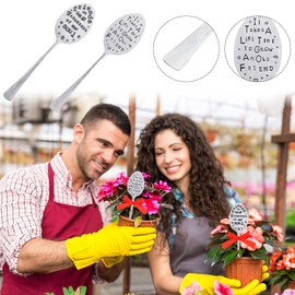 2 Packs Garden Marker Friendship Gift, Metal Silver Spoon Plant Markers, Humor Plant Label Gift, Creative Plant Markers Spoon for Plants Herbs or Flowers DIY Decorative Sign Plant Labels