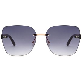 styleBREAKER 09020145 Women's Frameless Sunglasses with Tinted Rectangular Polycarbonate Lenses, Plastic Temples, Frame black / glass grey gradient