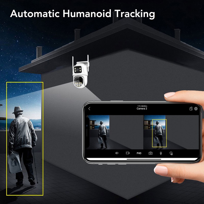 WiFi Security Camera Dual Lens HD Night Vision Remote Control