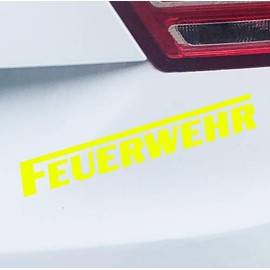 PrintAttack P058 Car Sticker of Choice of Colour Fire Brigade Long F Car Sticker Various Sizes (Neon Yellow, 20 cm x 3 cm)