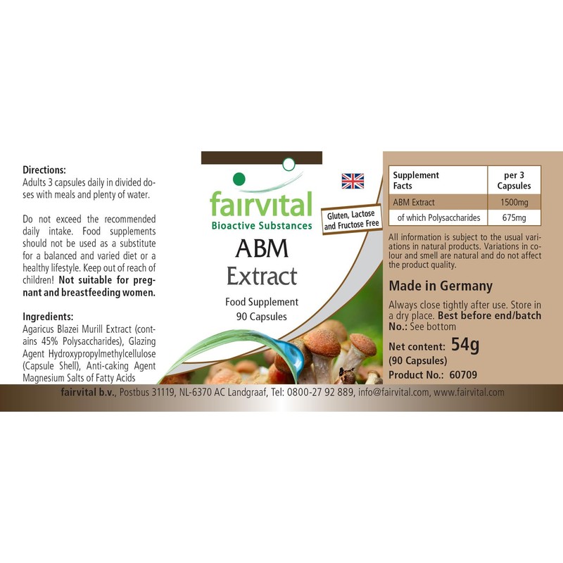 Fairvital Agaricus Extract 500 mg - 90 Capsules - ABM