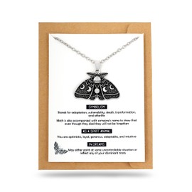 HAQUIL Moth Necklace, Silver Moth Great Gift Jewelry Howling Moth Pendant, Moth Jewelry Gift for Men and Women Moth Lover Pendant Gifts