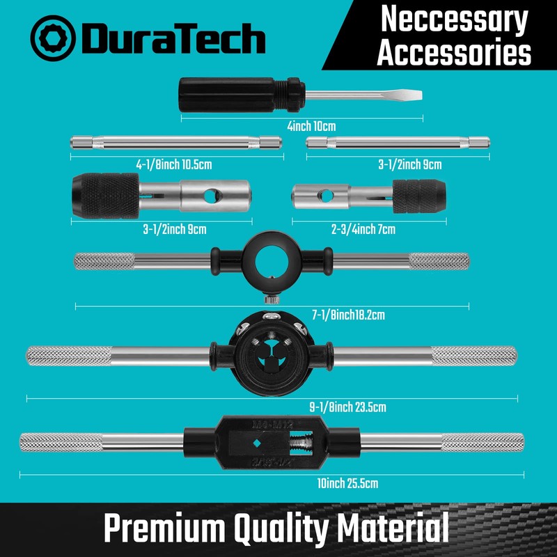 DURATECH 76-Piece Tap and Die Set, Metric and Standard, Rethreading
