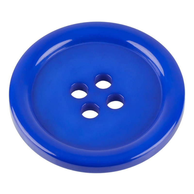 Clothing Buttons, 6 Pieces 4 Hole Diameter 40.6mm Blue Polyester