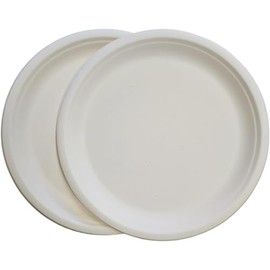 vidoelettronica 50 Flat Plates 23 cm Biodegradable and Compostable Pulp 100% Natural Extremely Stiff and Robust (50)