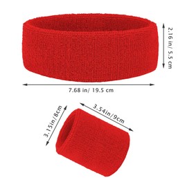 2 Sets Sports Headband and Wristbands, 4 Pieces Colorful Striped American Flag Style Sweatbands for Men and Women (Bright Red)