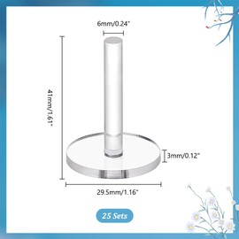 AHANDMAKER 25 Pcs Acrylic Airplane Model Holders Transparent Stand Display Basements for Dolls Mini Display Holder Circular Flight Base with Peg (30mm)