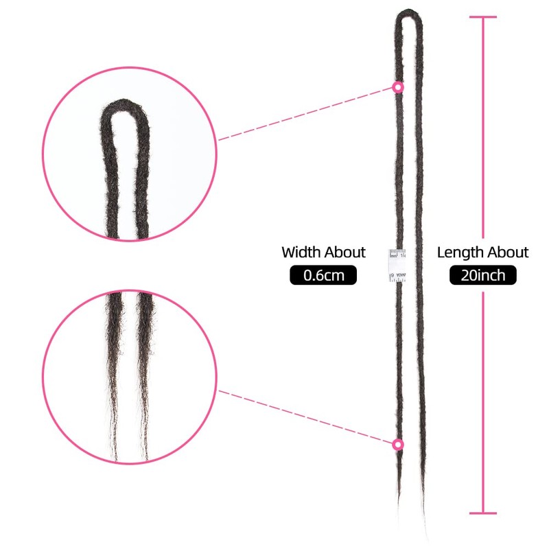 Dsoar 50 cm 10 Strands/Pack Synthetic Dreadlocks Double Ended Extensions