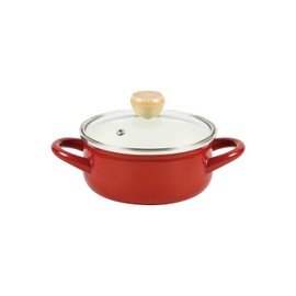 Pearl Metal HB-4894 Just Size, Induction Enameled Glass Lid, 6.9 inches (15 cm), Red