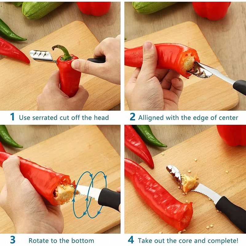 Stainless steel pepper corer, tomato fruit kitchen tool