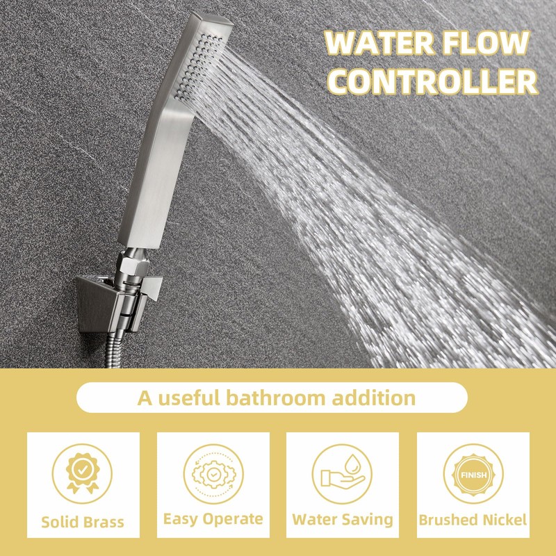 APLusee Water Flow Control Valve, Brass Shower Head Flow Restrictor,