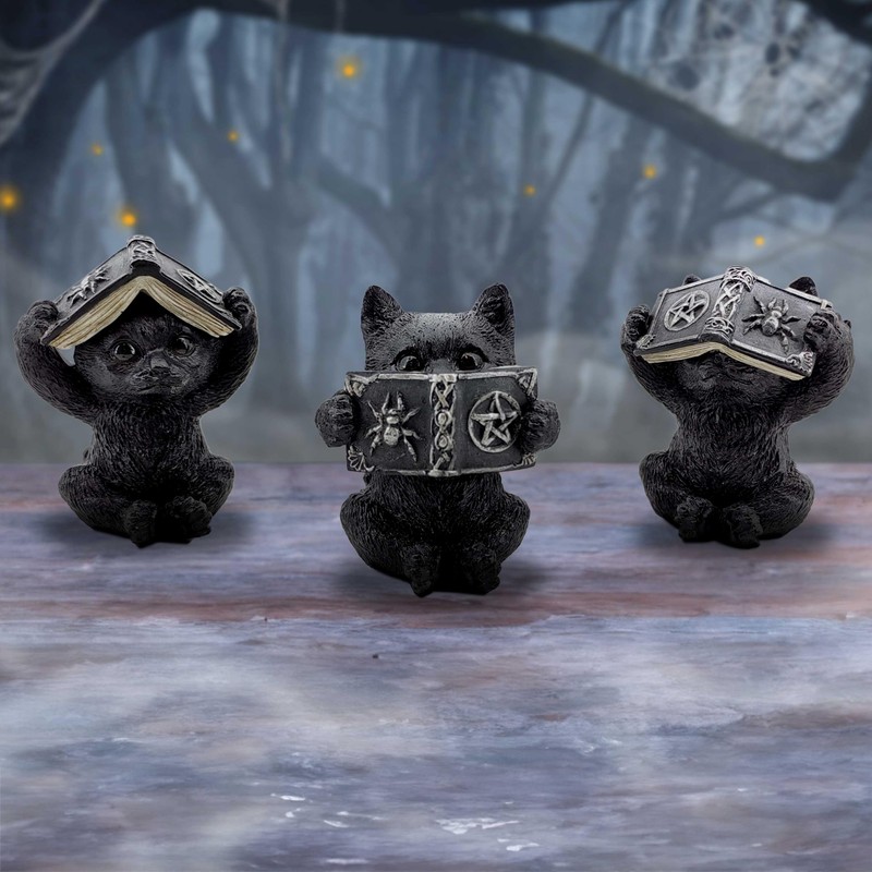 Nemesis Now Three Wise Spell Cats 8.5cm, Resin, Black, Three