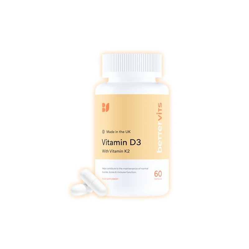 Bettervits Vitamin D3 4000IU with K2 MK-7 Supplements | 60