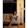ACOHOOK 63IN Dimmable Floor Lamp with Shelf, Black Rattan Tall